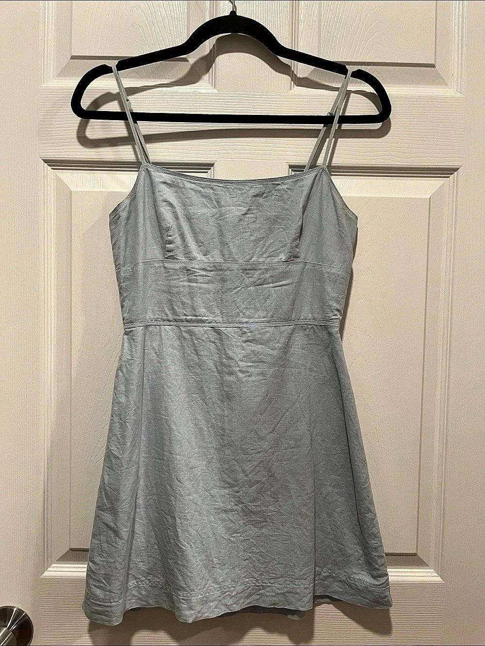 Aritzia Sunday Best Quaint Linen Dress Mini Dress Blue XS